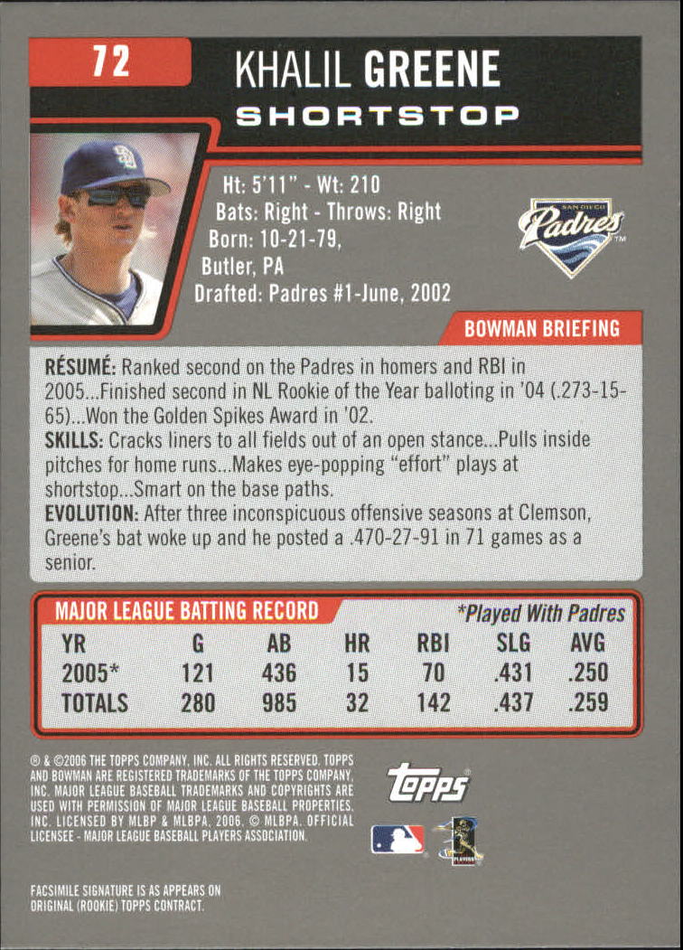 A3017- 2006 Bowman Gold Baseball Card #s 1-220 -You Pick- 15+ FREE US SHIP - Picture 141 of 426