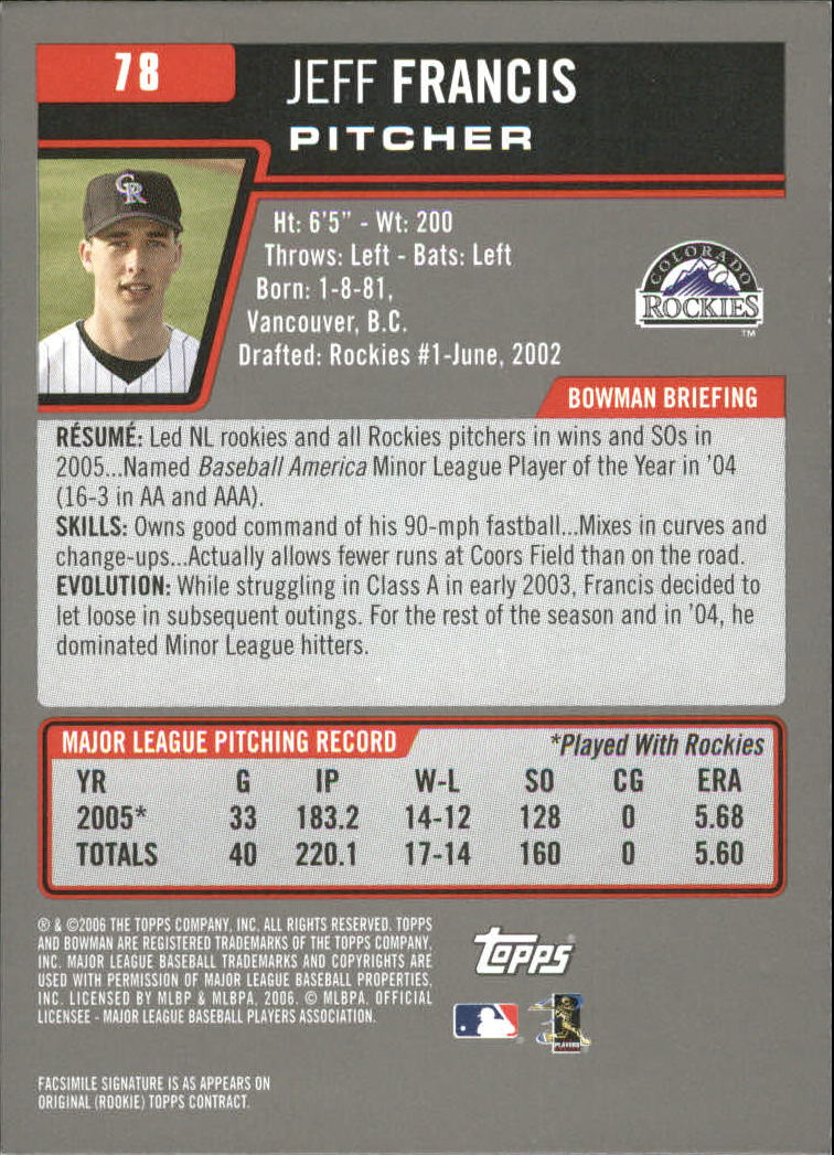 A3017- 2006 Bowman Gold Baseball Card #s 1-220 -You Pick- 15+ FREE US SHIP - Picture 153 of 426