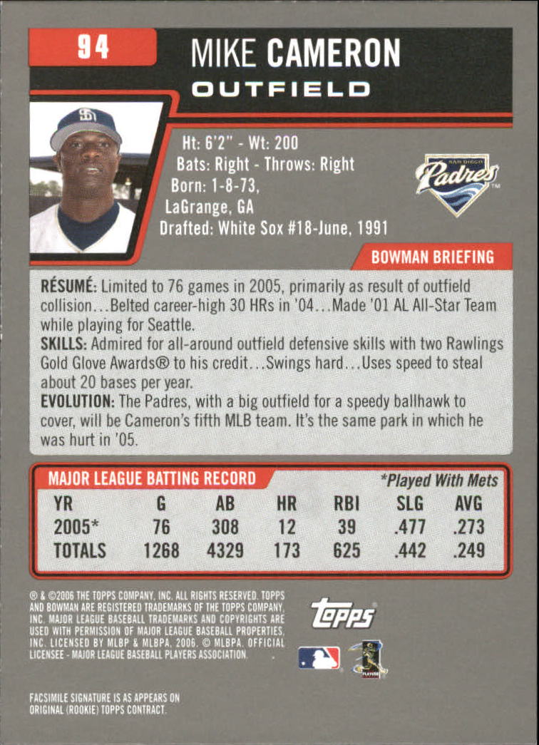 A3017- 2006 Bowman Gold Baseball Card #s 1-220 -You Pick- 15+ FREE US SHIP - Picture 185 of 426