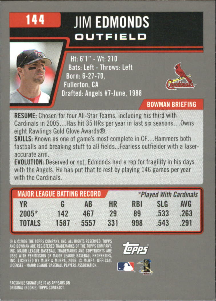 A3017- 2006 Bowman Gold Baseball Card #s 1-220 -You Pick- 15+ FREE US SHIP - Picture 281 of 426