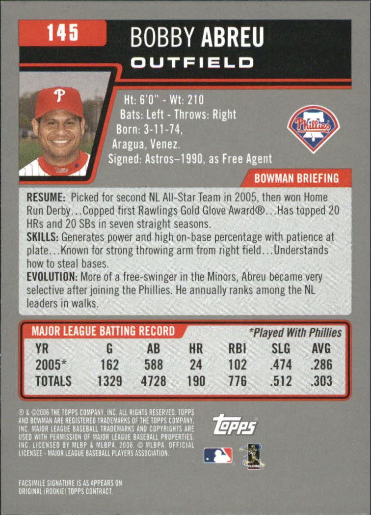 A3017- 2006 Bowman Gold Baseball Card #s 1-220 -You Pick- 15+ FREE US SHIP - Picture 283 of 426