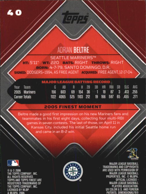 A6376- 2006 Finest Baseball Card #s 1-155 +Inserts -You Pick- 15+ FREE US SHIP - Picture 67 of 279