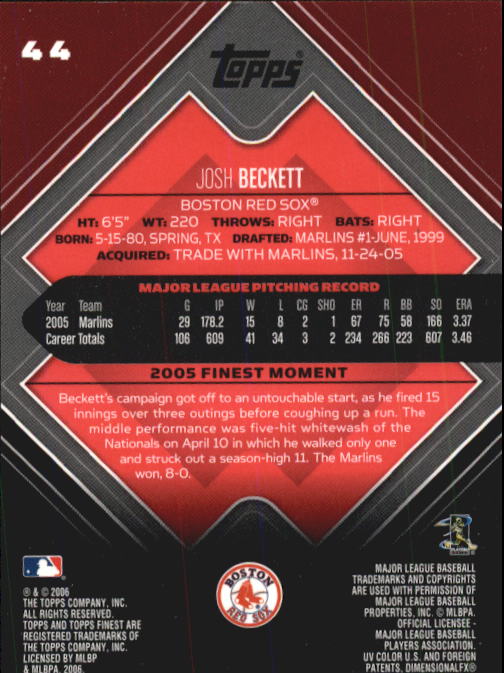 A6376- 2006 Finest Baseball Card #s 1-155 +Inserts -You Pick- 15+ FREE US SHIP - Picture 75 of 279