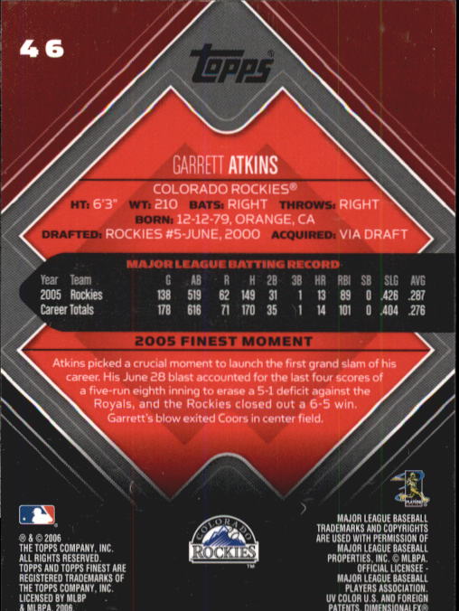 A6376- 2006 Finest Baseball Card #s 1-155 +Inserts -You Pick- 15+ FREE US SHIP - Picture 79 of 279