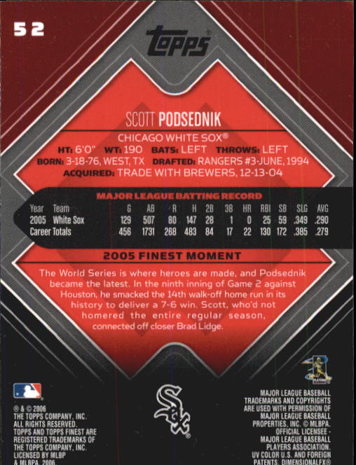 A6376- 2006 Finest Baseball Card #s 1-155 +Inserts -You Pick- 15+ FREE US SHIP - Picture 83 of 279