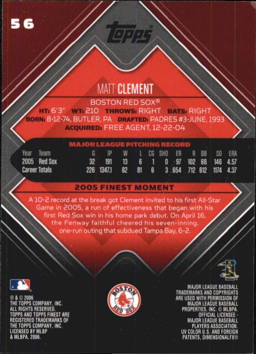 A6376- 2006 Finest Baseball Card #s 1-155 +Inserts -You Pick- 15+ FREE US SHIP - Picture 87 of 279