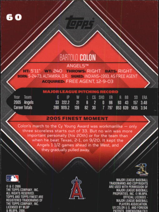 A6376- 2006 Finest Baseball Card #s 1-155 +Inserts -You Pick- 15+ FREE US SHIP - Picture 95 of 279