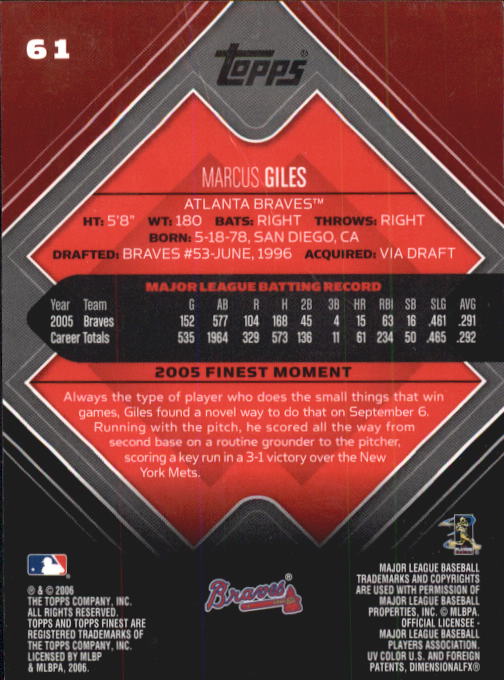 A6376- 2006 Finest Baseball Card #s 1-155 +Inserts -You Pick- 15+ FREE US SHIP - Picture 97 of 279