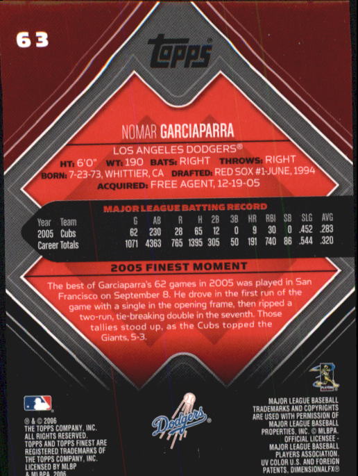 A6376- 2006 Finest Baseball Card #s 1-155 +Inserts -You Pick- 15+ FREE US SHIP - Picture 101 of 279