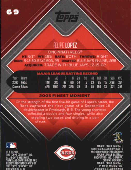 A6376- 2006 Finest Baseball Card #s 1-155 +Inserts -You Pick- 15+ FREE US SHIP - Picture 111 of 279
