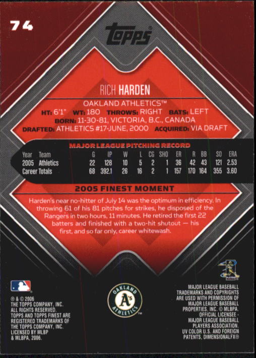 A6376- 2006 Finest Baseball Card #s 1-155 +Inserts -You Pick- 15+ FREE US SHIP - Picture 121 of 279