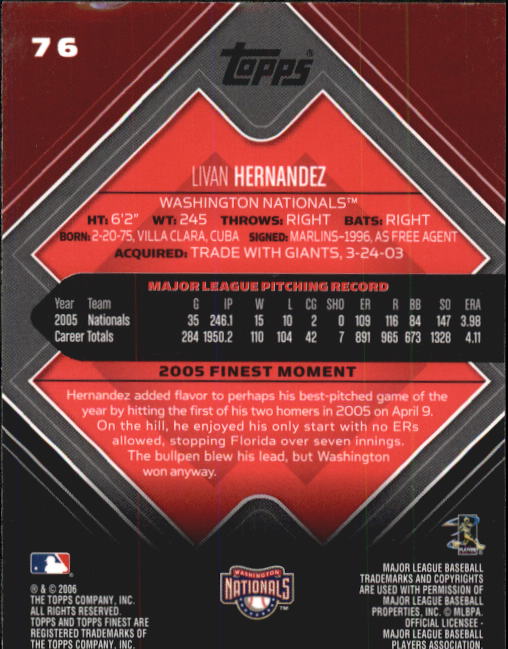 A6376- 2006 Finest Baseball Card #s 1-155 +Inserts -You Pick- 15+ FREE US SHIP - Picture 123 of 279