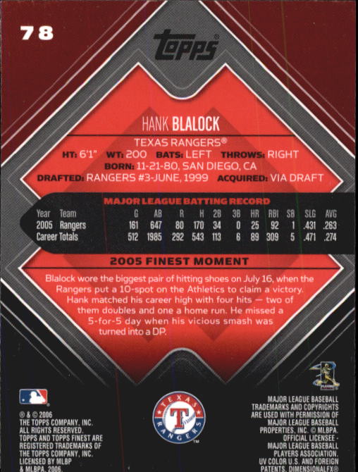 A6376- 2006 Finest Baseball Card #s 1-155 +Inserts -You Pick- 15+ FREE US SHIP - Picture 127 of 279