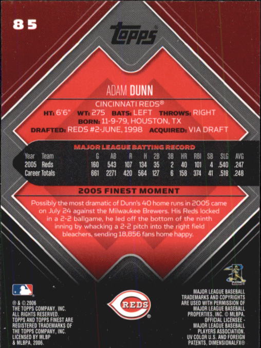 A6376- 2006 Finest Baseball Card #s 1-155 +Inserts -You Pick- 15+ FREE US SHIP - Picture 139 of 279