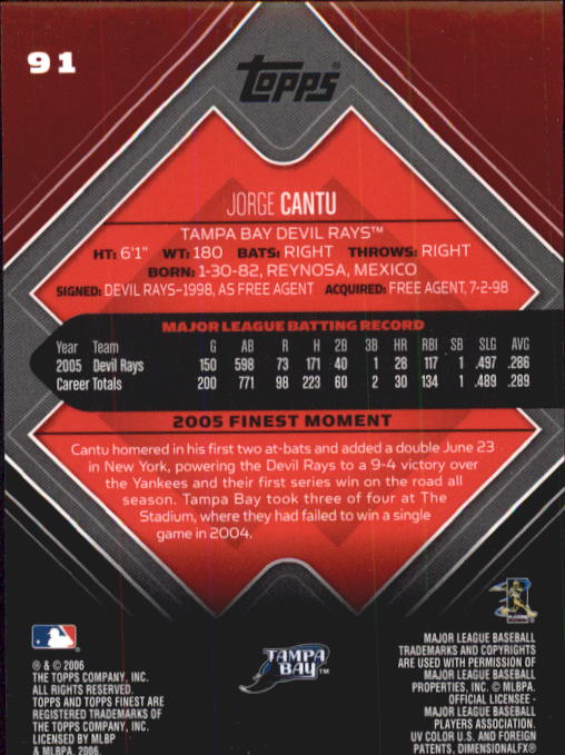 A6376- 2006 Finest Baseball Card #s 1-155 +Inserts -You Pick- 15+ FREE US SHIP - Picture 147 of 279