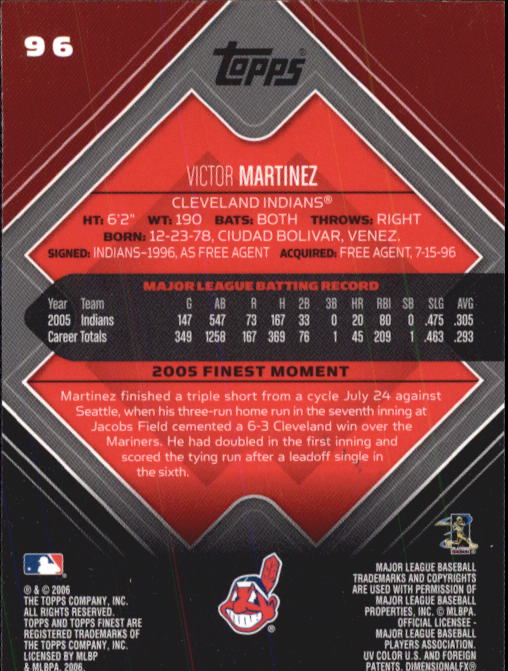 A6376- 2006 Finest Baseball Card #s 1-155 +Inserts -You Pick- 15+ FREE US SHIP - Picture 155 of 279