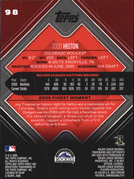 A6376- 2006 Finest Baseball Card #s 1-155 +Inserts -You Pick- 15+ FREE US SHIP - Picture 159 of 279