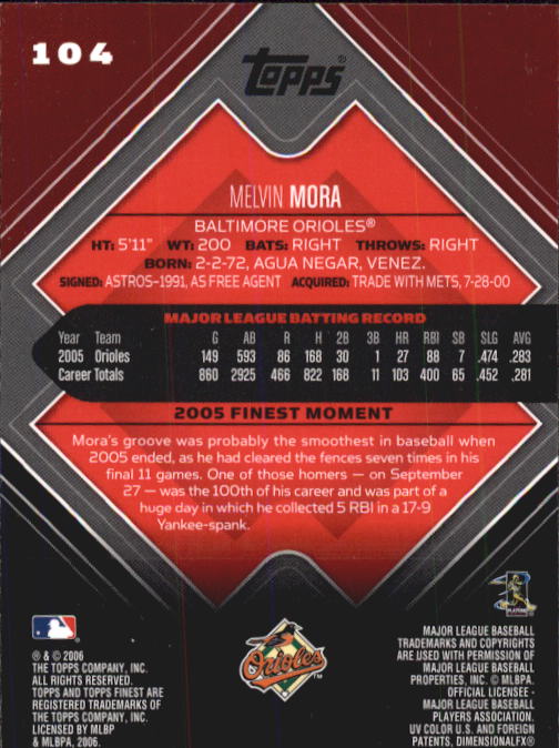 A6376- 2006 Finest Baseball Card #s 1-155 +Inserts -You Pick- 15+ FREE US SHIP - Picture 169 of 279