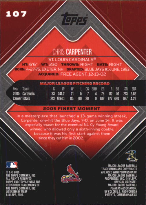 A6376- 2006 Finest Baseball Card #s 1-155 +Inserts -You Pick- 15+ FREE US SHIP - Picture 173 of 279