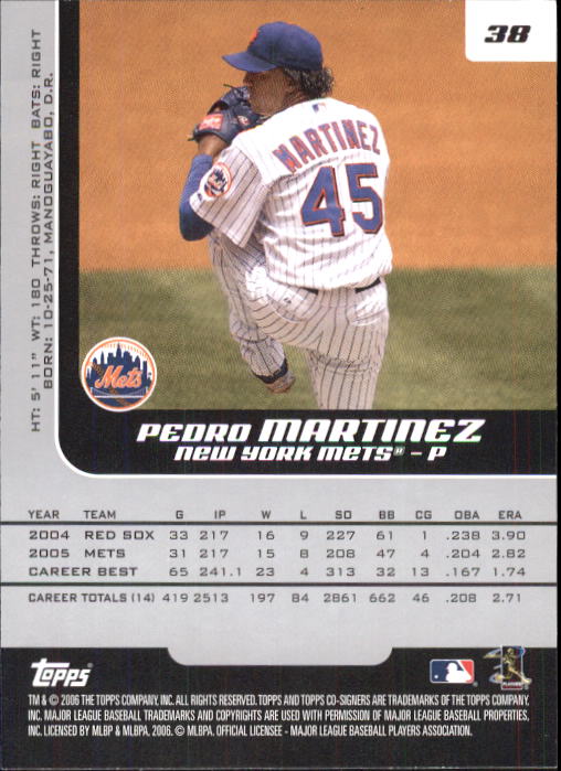 2006 Topps Co-Signers #38 Pedro Martinez back image