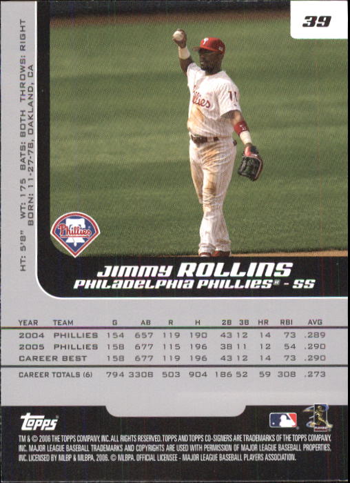 2006 Topps Co-Signers #39 Jimmy Rollins back image