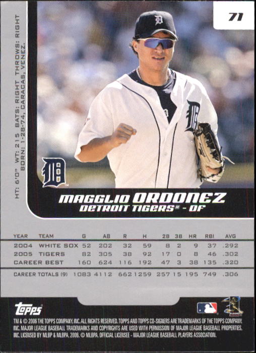 2006 Topps Co-Signers #71 Magglio Ordonez back image