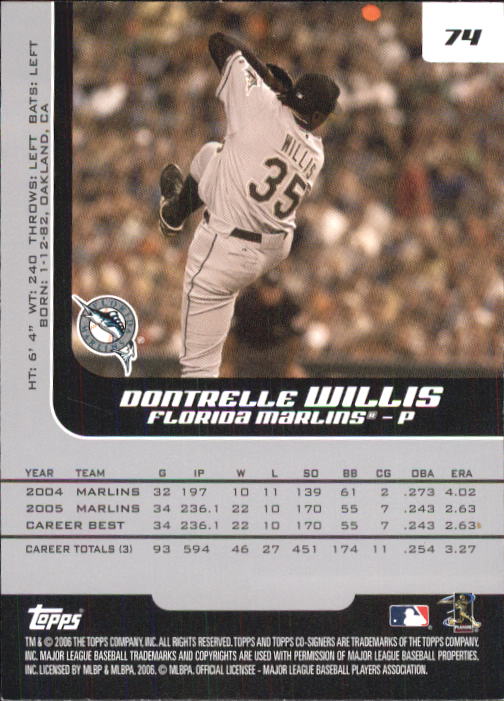 2006 Topps Co-Signers #74 Dontrelle Willis back image