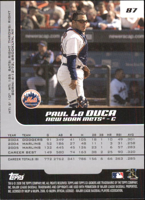 2006 Topps Co-Signers #87 Paul Lo Duca back image