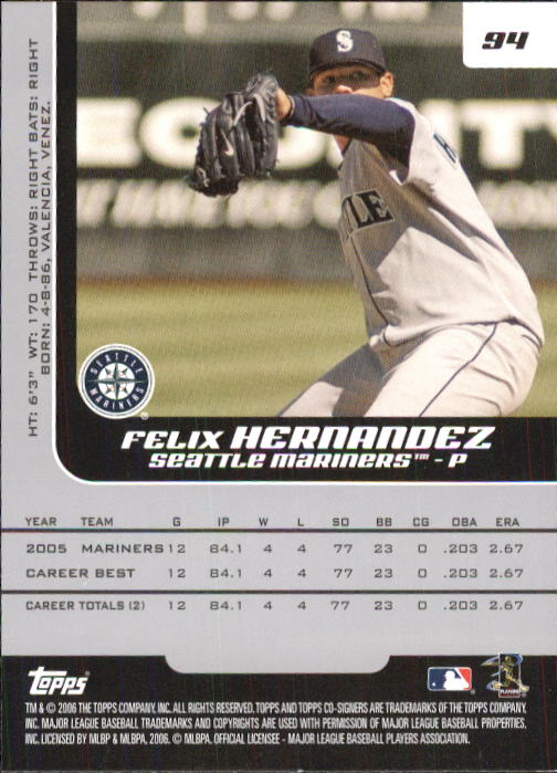 2006 Topps Co-Signers #94 Felix Hernandez back image