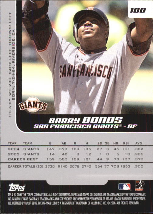 2006 Topps Co-Signers #100 Barry Bonds back image