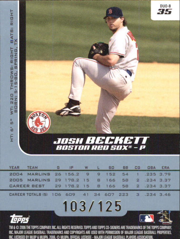2006 Topps Co-Signers Changing Faces Blue #35A Josh Beckett/Curt Schilling back image
