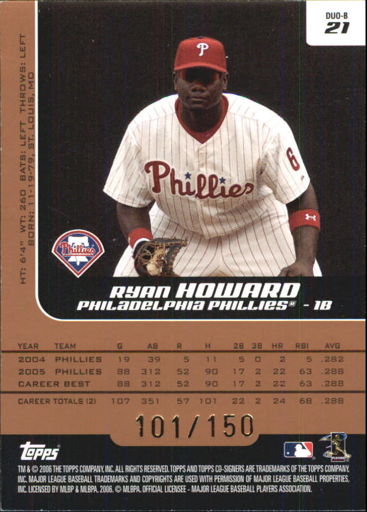 2006 Topps Co-Signers Changing Faces Bronze #21B Ryan Howard/Pat Burrell back image