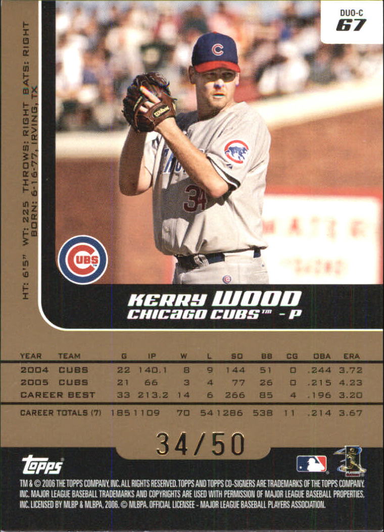 2006 Topps Co-Signers Changing Faces Silver Gold #67C Kerry Wood/Derrek Lee back image