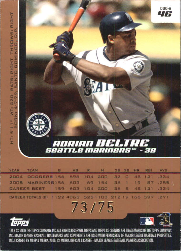2006 Topps Co-Signers Changing Faces HyperSilver Bronze #46A Adrian Beltre/Ichiro Suzuki back image