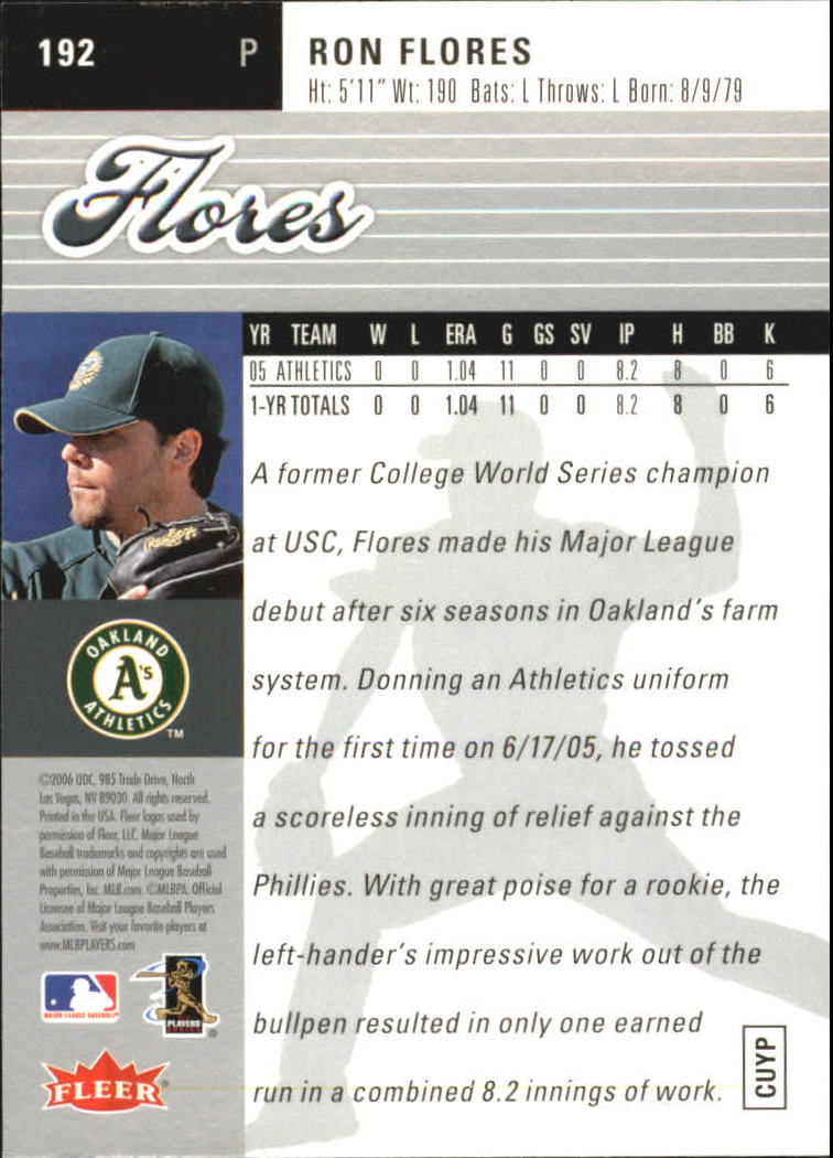 2006 Ultra #192 Ron Flores RC back image