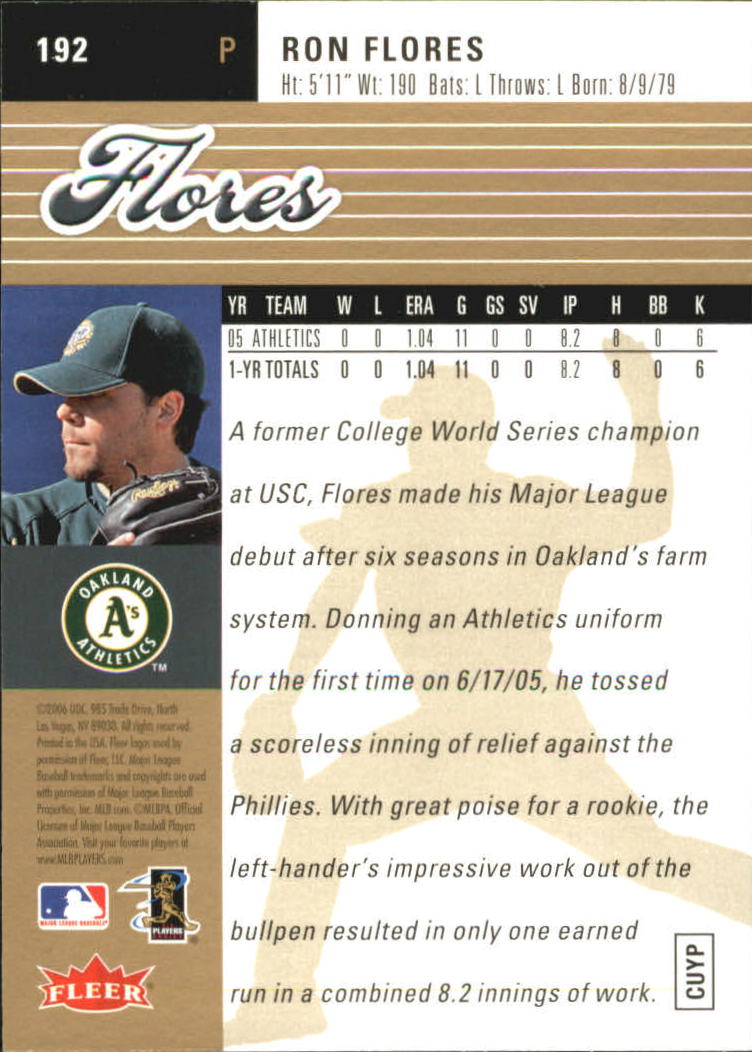 2006 Ultra Gold Medallion #192 Ron Flores back image