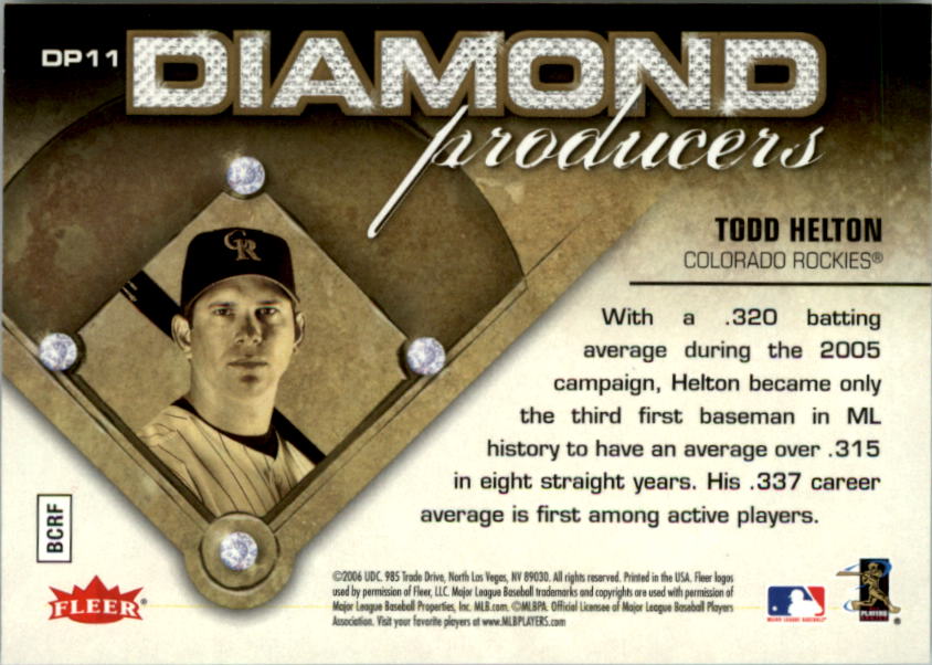 2006 Ultra Diamond Producers #DP11 Todd Helton back image