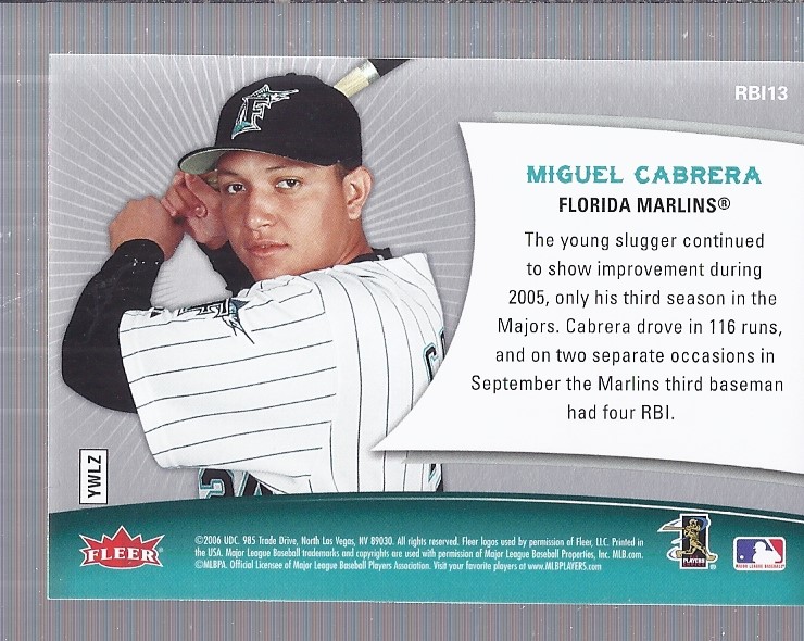 2006 Ultra RBI Kings #RBI13 Miguel Cabrera back image