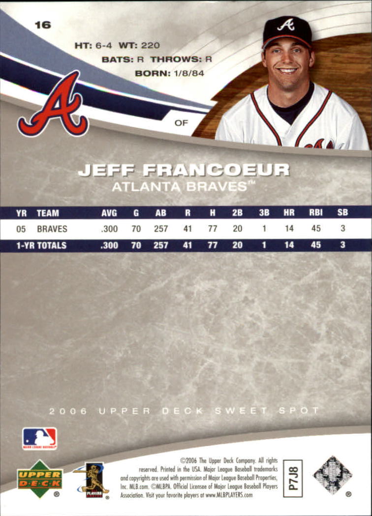 2006 Sweet Spot #16 Jeff Francoeur back image