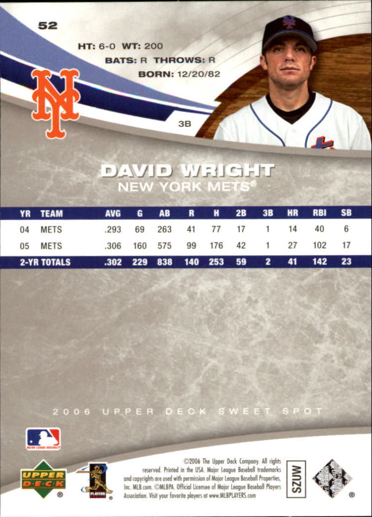 2006 Sweet Spot #52 David Wright back image
