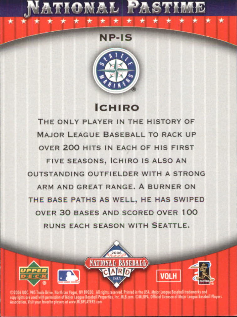 2006 Upper Deck National Baseball Card Day National Pastime #IS Ichiro Suzuki back image