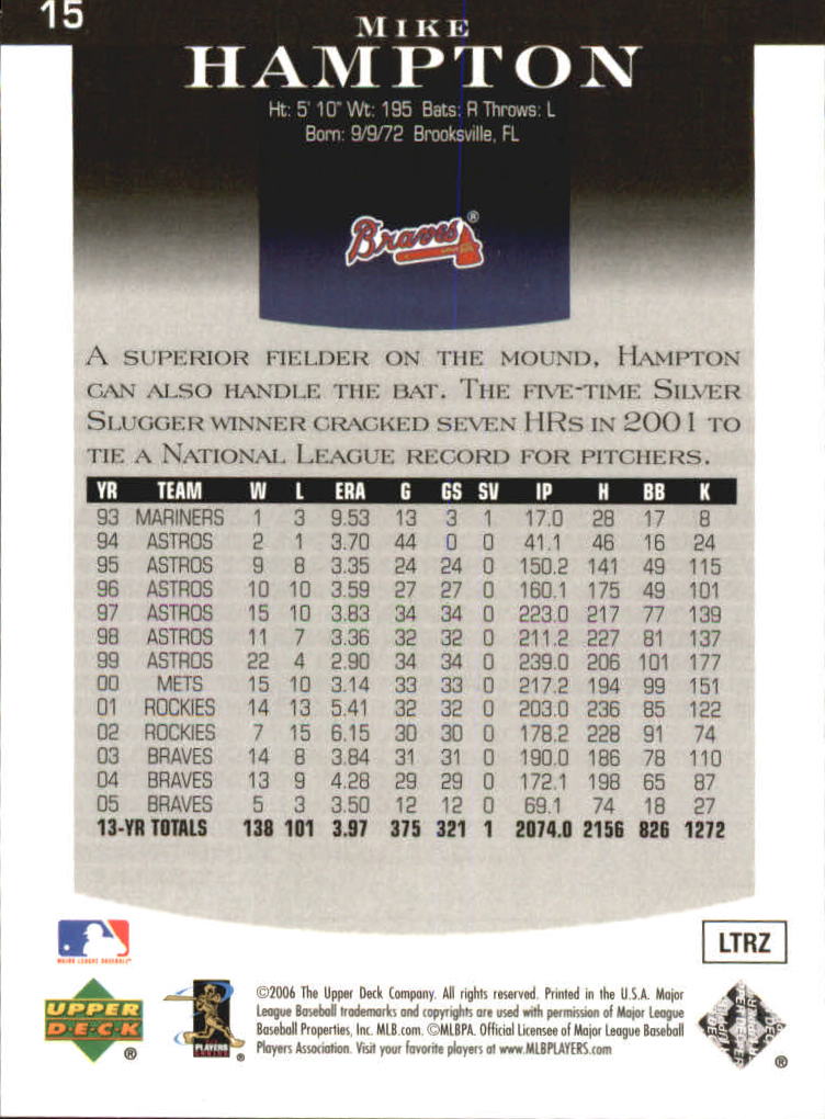 2006 Upper Deck Epic #15 Mike Hampton back image