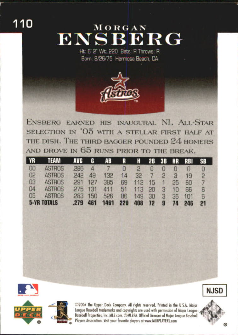 2006 Upper Deck Epic #110 Morgan Ensberg back image