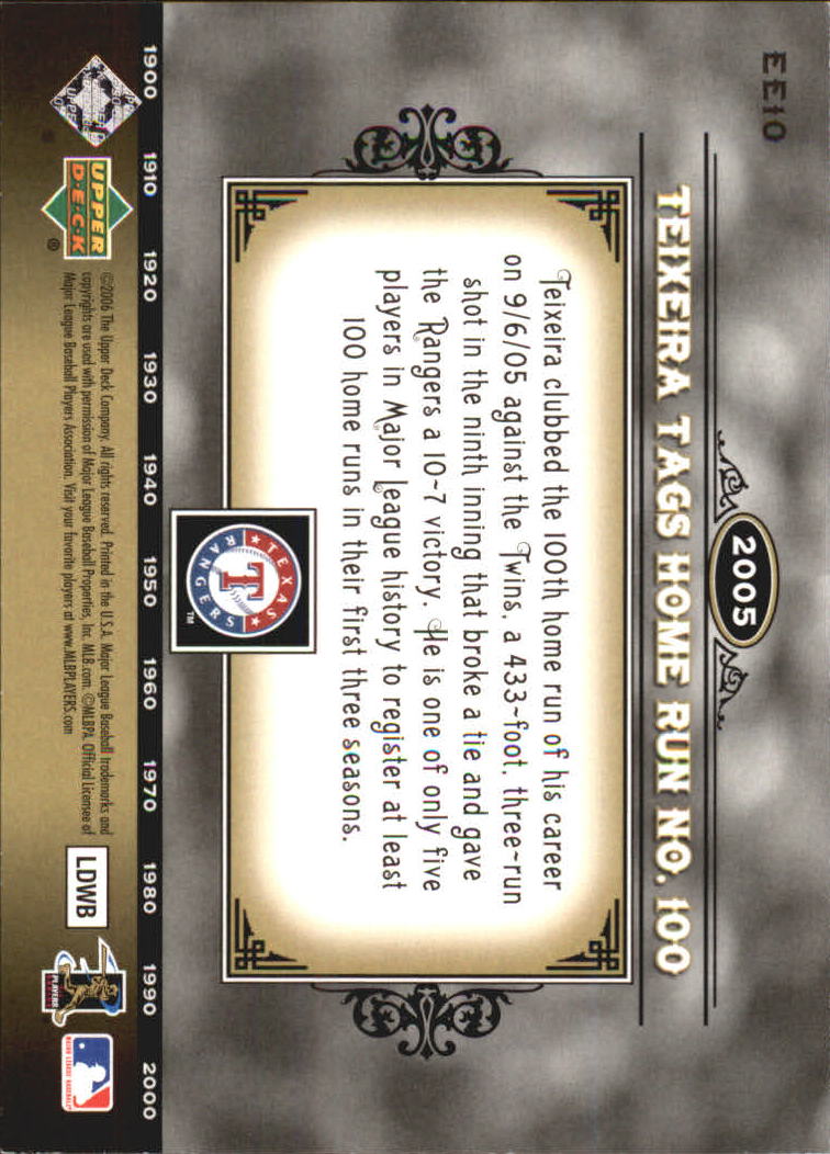 2006 Upper Deck Epic Events #EE10 Mark Teixeira back image