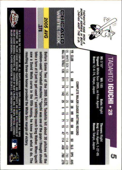 A2138- 2006 Topps Chrome BB Card #s 1-250 +Rookies -You Pick- 15+ FREE US SHIP - Picture 7 of 343