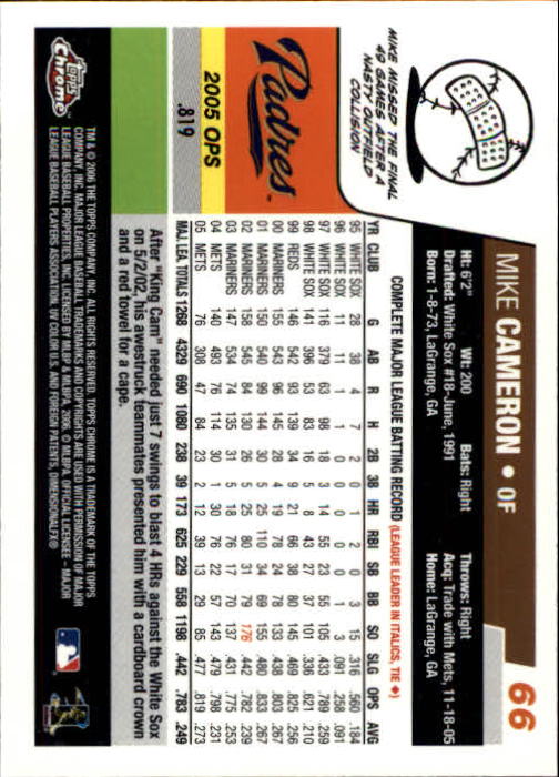 A2138- 2006 Topps Chrome BB Card #s 1-250 +Rookies -You Pick- 15+ FREE US SHIP - Picture 83 of 343