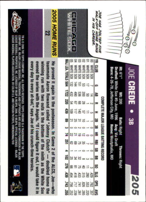 A2138- 2006 Topps Chrome BB Card #s 1-250 +Rookies -You Pick- 15+ FREE US SHIP - Picture 285 of 343