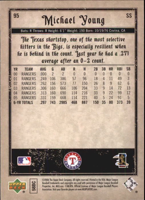 2006 Artifacts #95 Michael Young back image