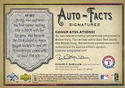 2006 Artifacts Auto-Facts Signatures #MY Michael Young/600 back image
