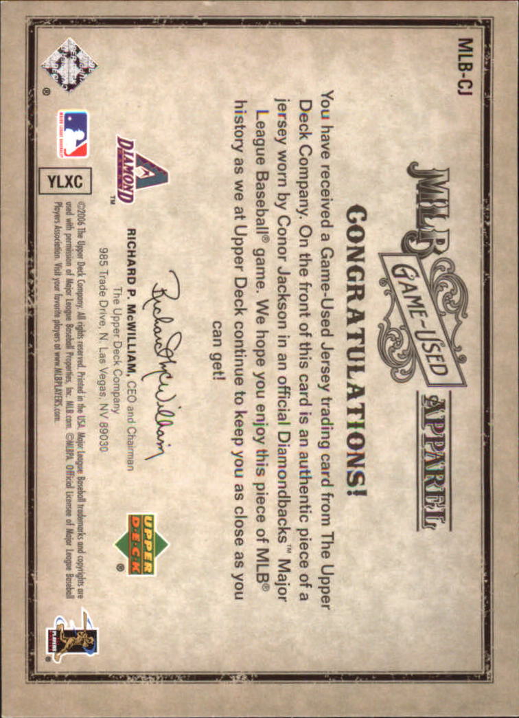 2006 Artifacts MLB Game-Used Apparel Silver Limited #CJ Conor Jackson Jsy/250 back image